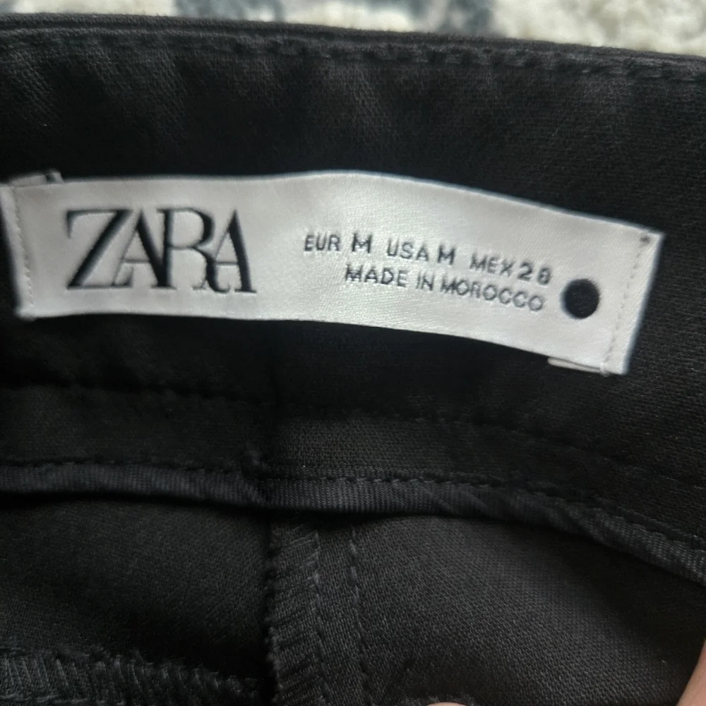 ZARA Black Flared Dress pants With Gold Buttons Size USA Medium